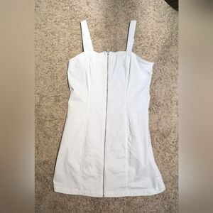 White Jean Zip-Up Mini Dress